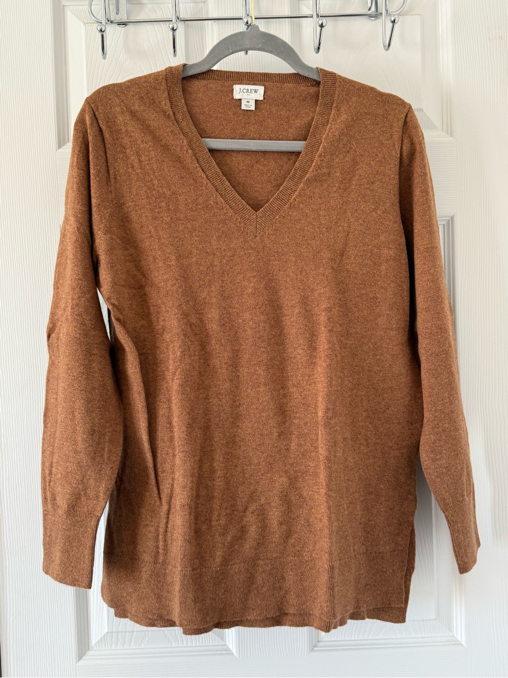 J.Crew V-Neck Sweater in Rust Brown